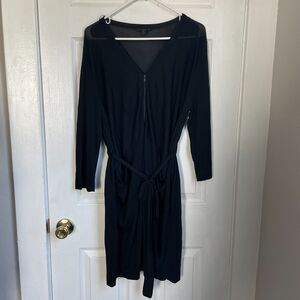 COS Knit Tie Zip Up Draped mini swim coverup lightweight black Dress size M
